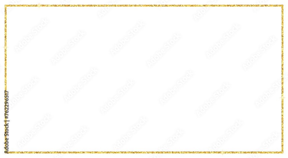 Rectangle gold glitter frame border illustration for web presentation, thumbnail, banner, social story post or other 16: 9 work projects, cut out, isolated. Rectangle gold glitter frame border illustration for web presentation, thumbnail, banner, social story post or other 16: 9 work projects, cut out, isolated.