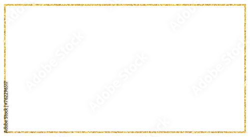 Rectangle gold glitter frame border illustration for web presentation, thumbnail, banner, social story post or other 16: 9 work projects, cut out, isolated.