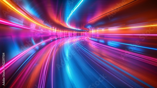 Abstract image of fast moving in tunnel. Motion blur background.