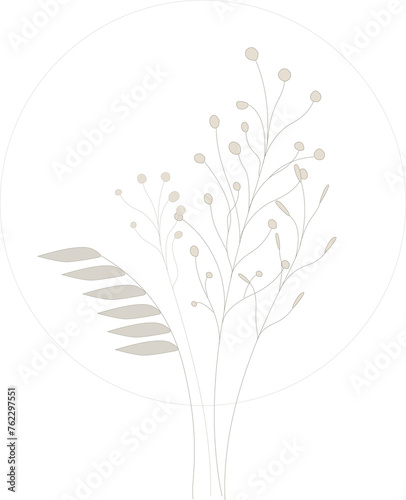 Delicate pastel floral vector pattern of dried flowers.