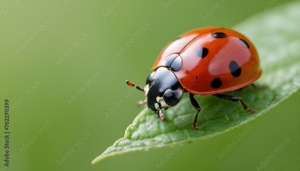Naklejka premium A beautiful daylibug is sitting on the leaf