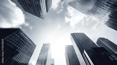 Skyward View of Modern Skyscrapers in Cityscape