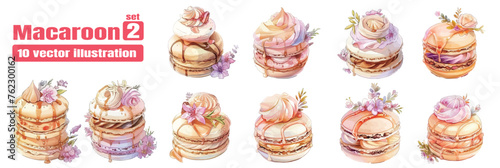 vector background with French macarons for banners, cards, flyers, social media wallpapers, etc.