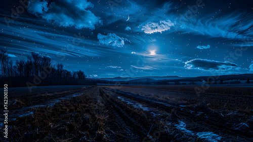 Radiant Lunar Beauty: A Stunning Nightscape Illuminated by the Glowing Full Moon