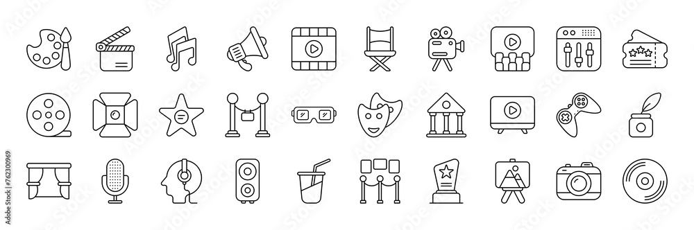 Entertainment vector thin line mini icons set. Thin simple outline icon collection. Entertainment vector thin line mini icons set. Thin simple outline icon collection.