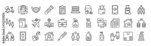 New Normality vector thin line mini icons set. Thin simple outline icon collection. photo