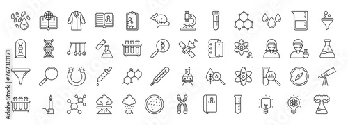 Science vector thin line mini icons set. Thin simple outline icon collection. 