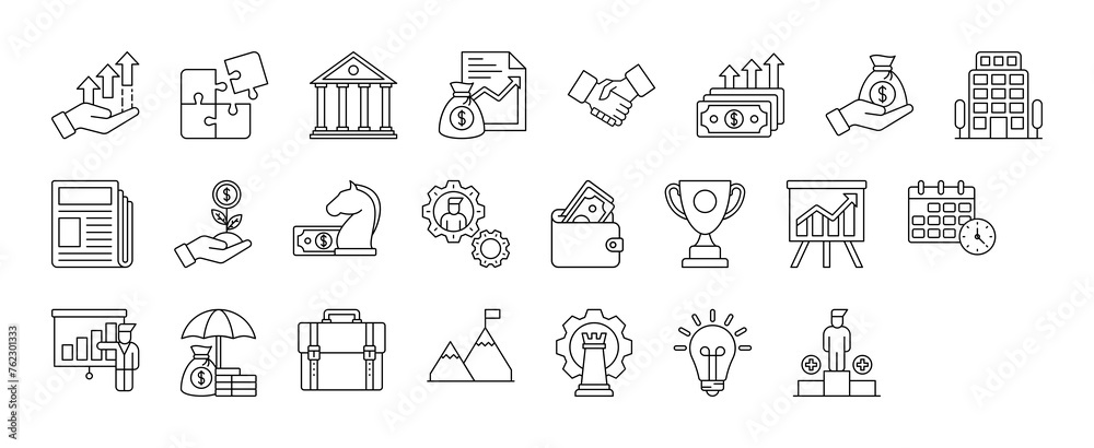 Business and Finance vector thin line mini icons set. Thin simple outline icon collection. Business and Finance vector thin line mini icons set. Thin simple outline icon collection.