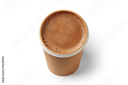 Coffee espresso in brown paper cup isolated on white background