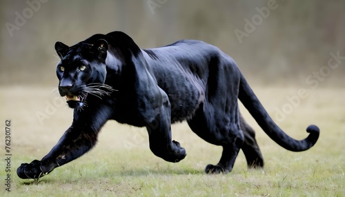 A Panther With Its Tail Held Straight Out Behind I