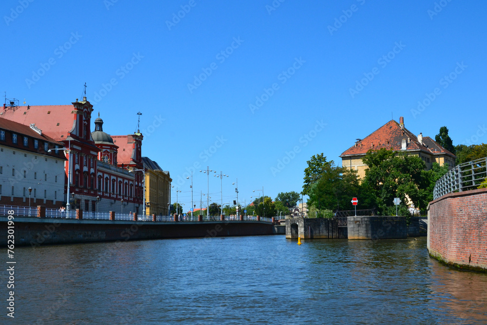 Wroclaw, Poland. Touristic boat trip on the Odra River Wroclaw, Poland. Touristic boat trip on the Odra River