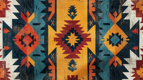 Colorful ethnic pattern. Seamless geometric ornament. Vintage decorative elements. Navajo textile.