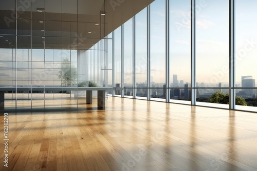 Modern Office Space with Sunlight and City View