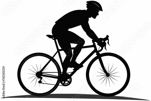 Fototapeta Naklejka Na Ścianę i Meble -  by-cycle-rider-silhouette-white-background.