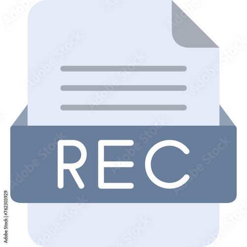 REC File Format Vector Icon Design