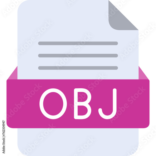 OBJ File Format Vector Icon Design