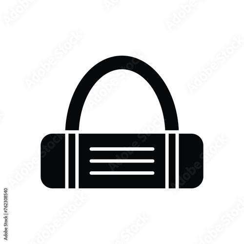 Black solid Yoga Mat vector icon