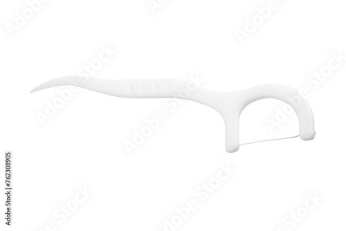Floss toothpick isolated on white. Dental hygiene concept. Set of dental floss, toothpick. Plastic white dental toothpick with floss. Dental floss