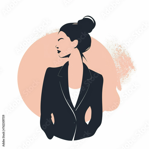 illustration of successful woman, businesswoman dressed in a business suit, isolated flat vector modern business illustration, full of success and motivation