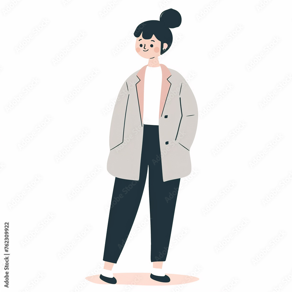 illustration of successful woman, businesswoman dressed in a business suit, isolated flat vector modern business illustration, full of success and motivation