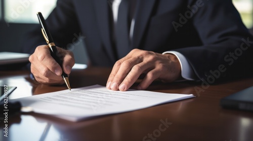 Businessmen review and manage documents and business agreements. Sign a business contract Confirm contract documents