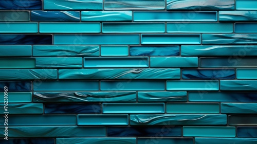 Close Up of Blue Glass Tile Wall