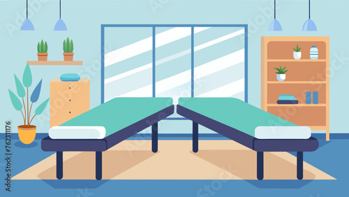 A calm and peaceful room equipped with massage tables and soothing music where patients can receive handson manual therapy to alleviate pain and