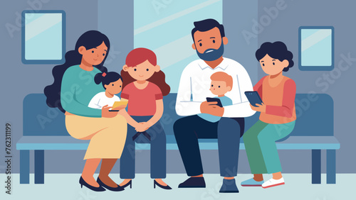 In the waiting room of the trauma center a family huddles together anxiously awaiting news about their loved one who was admitted after a