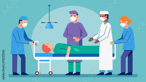 A final check before the begins with the patient lying on the operating table and the surgeon marking the incision site on their skin with a