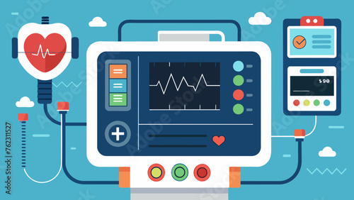 A closeup of a machine monitoring a patients vital signs displaying heart rate pressure and oxygen levels. This advanced technology allows