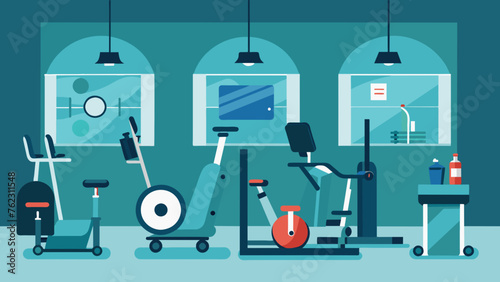 A specialized room with lowimpact exercise machines such as stationary bikes and ellipticals perfect for patients with chronic pain or limited