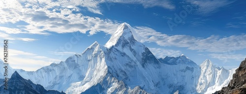 Majestic Snow-Capped Mountain Under Blue Sky photo
