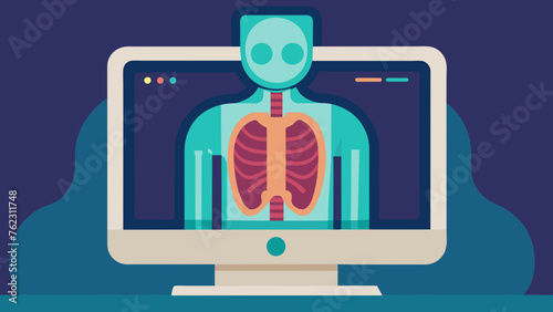 A closeup of a computer screen displaying a detailed D image of a patients body generated by the latest imaging technology.