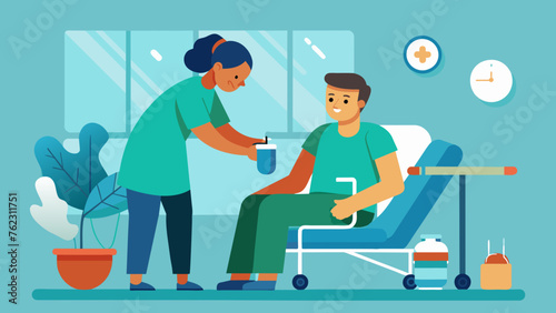 An ICU patient is engaged in occupational therapy practicing tasks such as dressing and grooming with the assistance of a the. This theutic