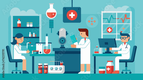 A calming and inviting laboratory where patients samples are diligently analyzed and processed to provide accurate and timely diagnoses crucial