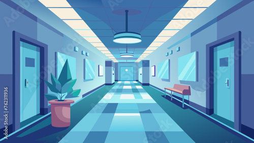 Soft dim lighting illuminates the hallways of the Oncology Department creating a peaceful and serene ambiance that helps to ease the minds of