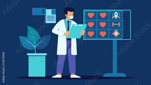 Standing at a lightbox with a stack of xray films a cardiologist odically analyzes each image to assess the progression of a patients heart