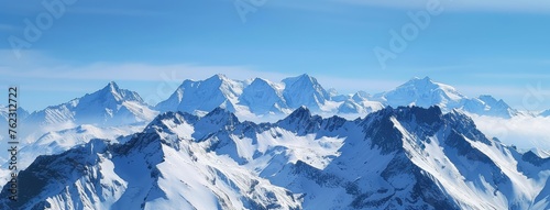 Panoramic View of Snow-Capped Mountain Peaks