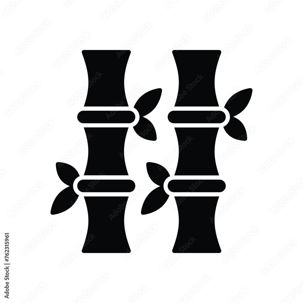Black solid Bamboo vector icon Black solid Bamboo vector icon