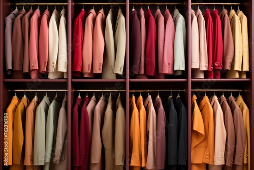Closet Filled With Colorful Shirts