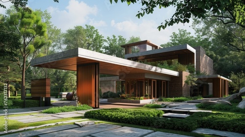 Modern Home exterior on sunny afternoon