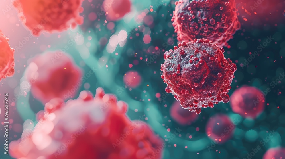 Viruses Floating in Human Bloodstream Close-Up Viruses Floating in Human Bloodstream Close-Up