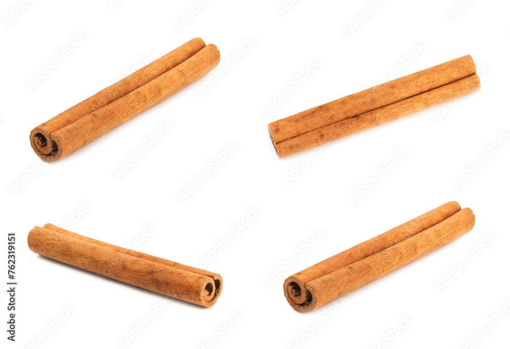 Cinnamon sticks isolated on white background. Cinnamon roll. Spicy spice for baking, desserts and drinks. Fragrant ground cinnamon. Cinnamon sticks isolated on white background. Cinnamon roll. Spicy spice for baking, desserts and drinks. Fragrant ground cinnamon.
