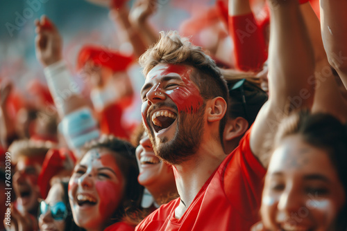 Vibrant Sport Stadium Soccer Match with Fans Cheering