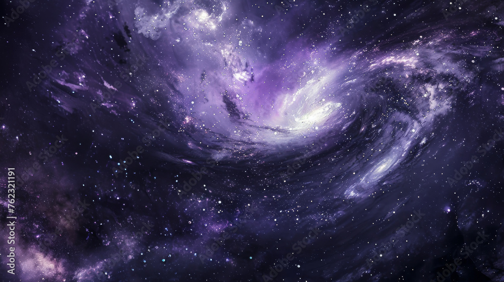 Majestic Purple Galaxy Swirls in Deep Space