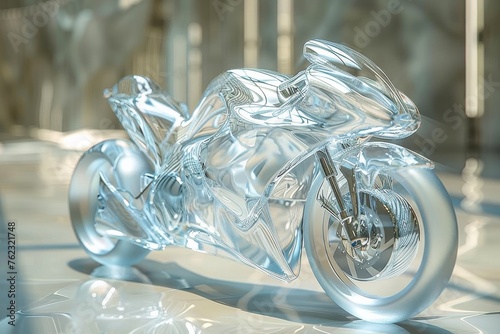Glass Model of Motorcycle on Table