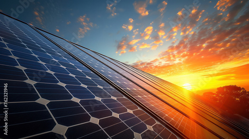 Solar Panel Harnessing Suns Energy at Sunset