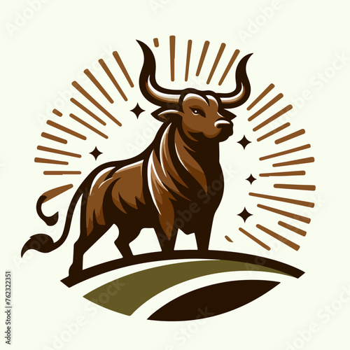  flat vector logo of bull   vector logo of bull   logo of bull