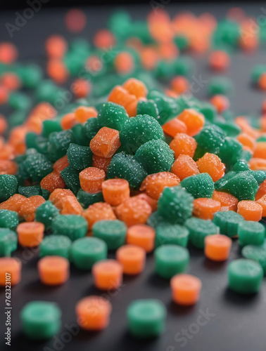 Ecofriendly Plastic Granules On A Table
