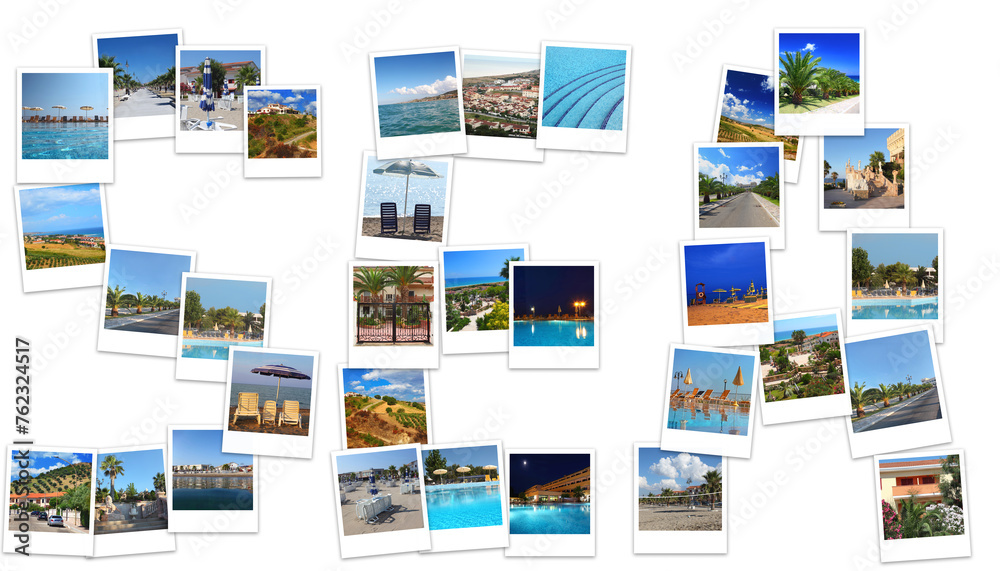 Text SEA - collage with sea summer resort views - sunny Calabria, Italy